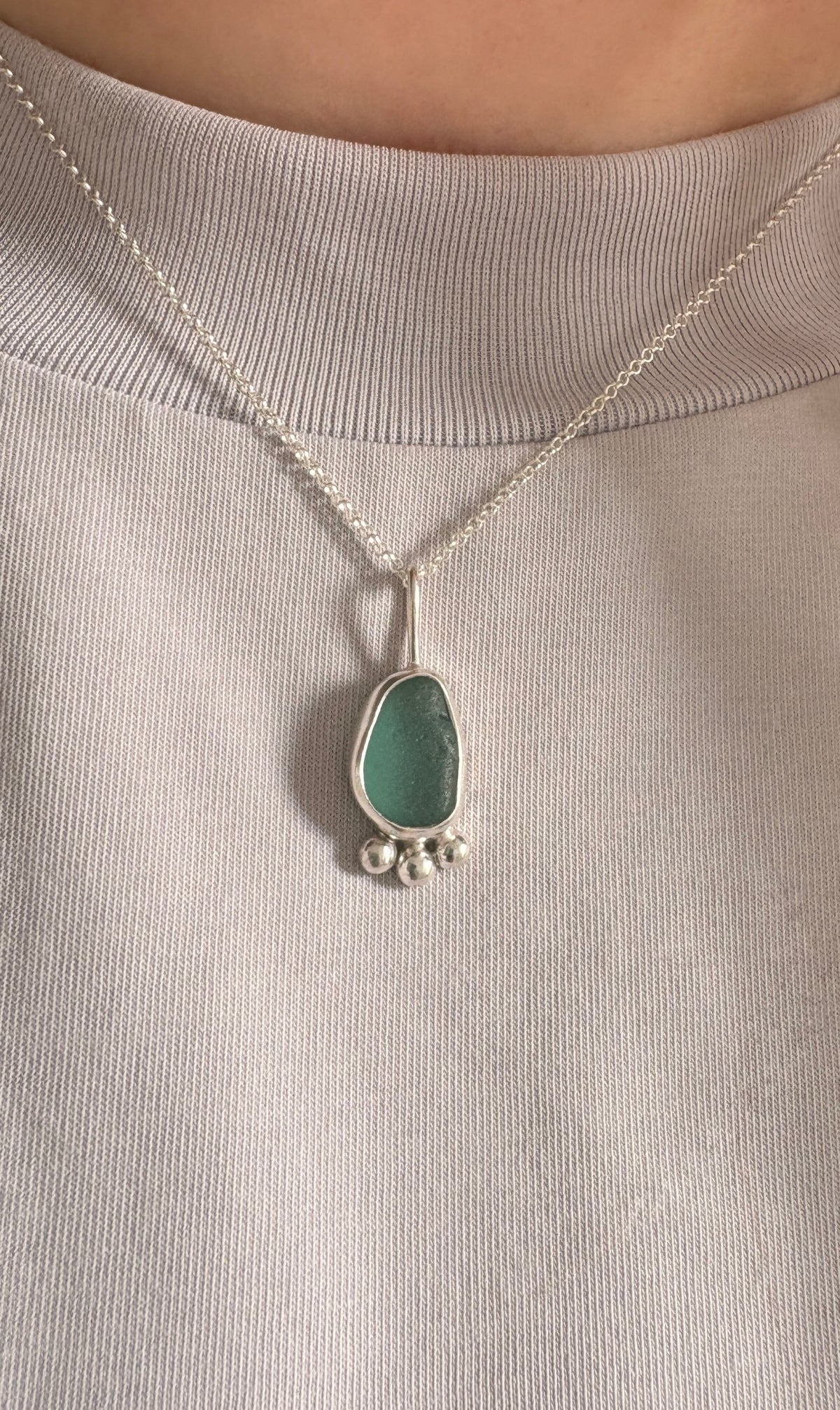 Teal Mermaid Bubble Seaglass Necklace