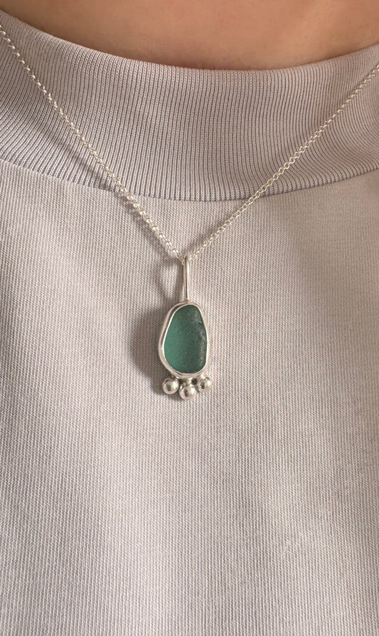 Teal Mermaid Bubble Seaglass Necklace