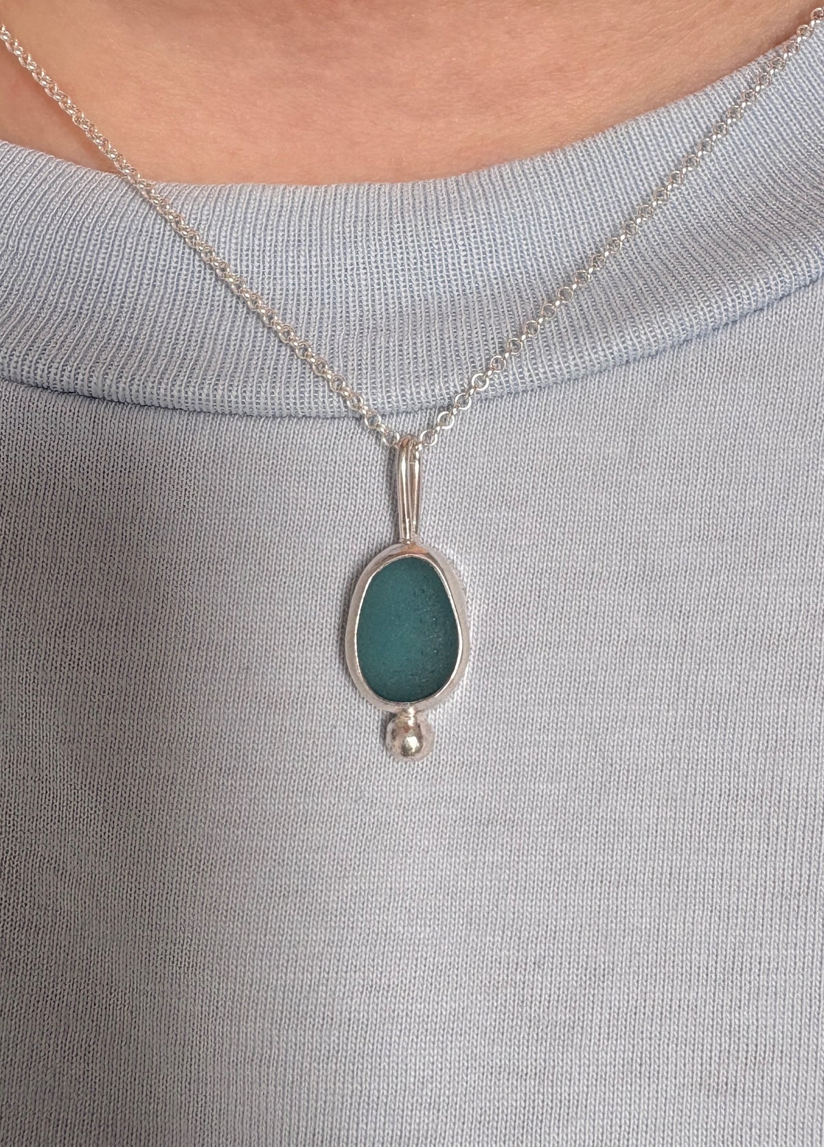 Ocean Blue Bubble Seaglass Necklace