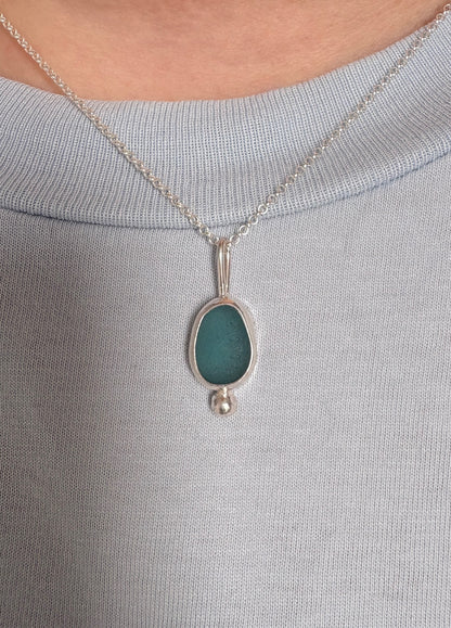 Ocean Blue Bubble Seaglass Necklace