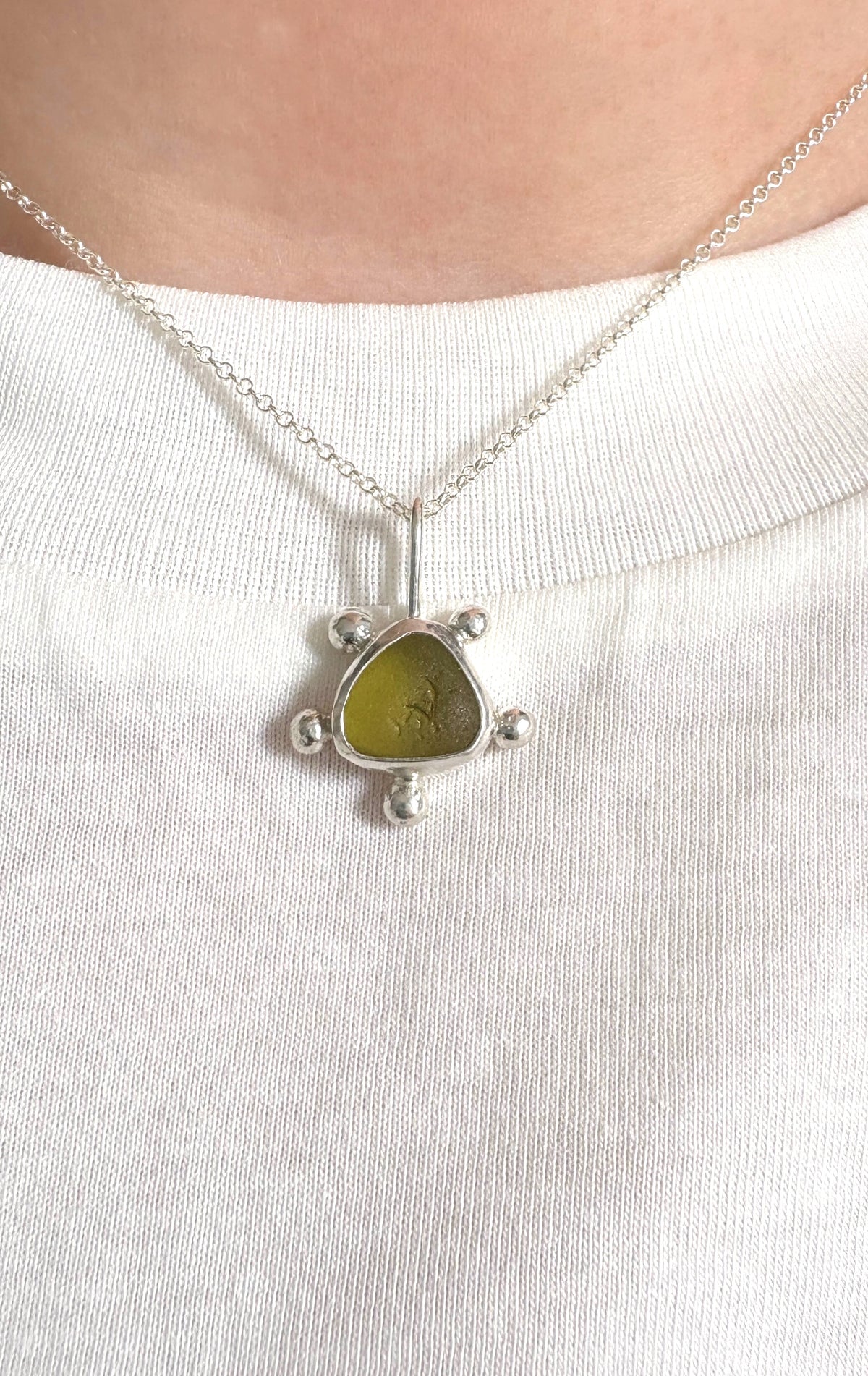 Golden Yellow Bubble Seaglass Necklace