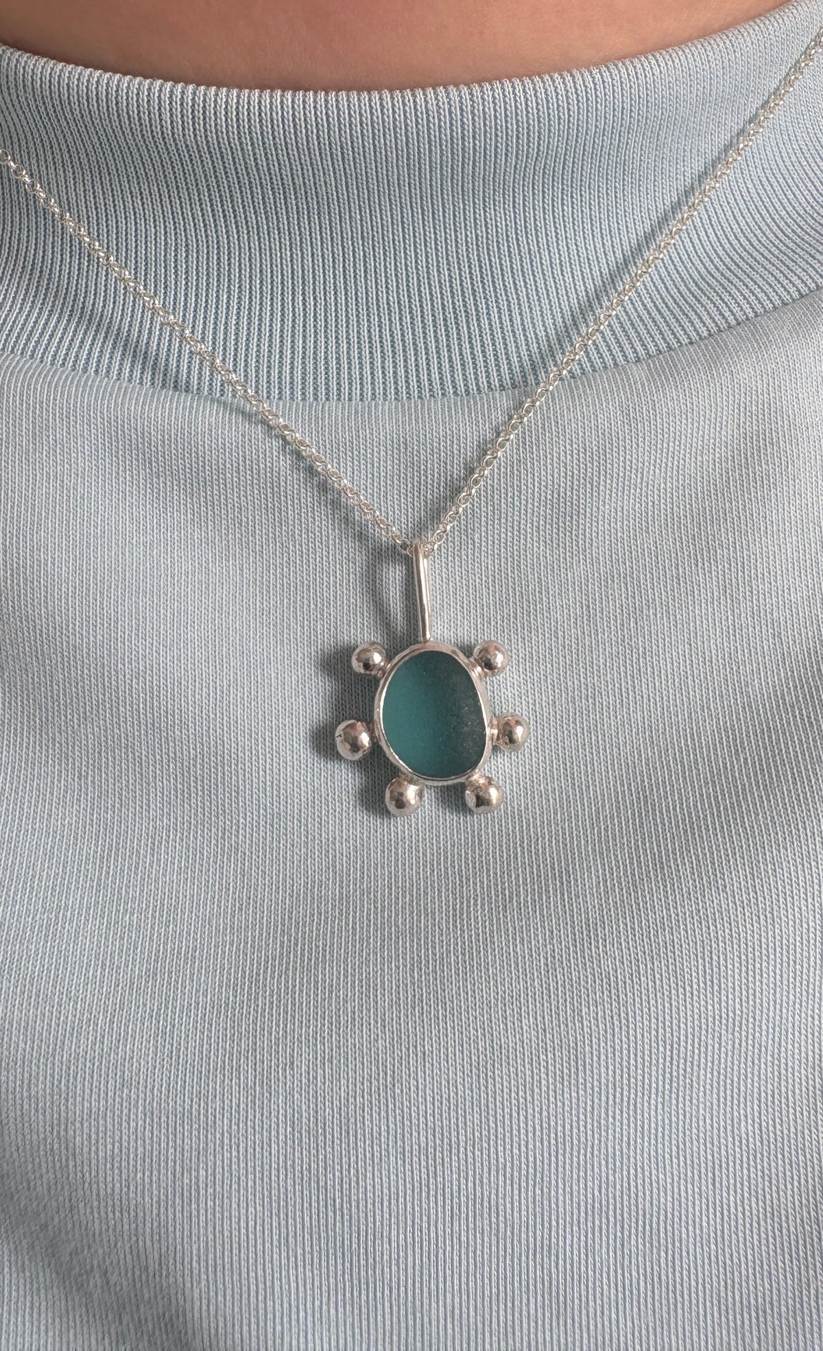 Sky Blue Bubble Seaglass Necklace
