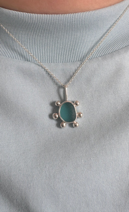Sky Blue Bubble Seaglass Necklace