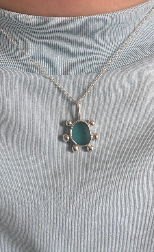 Sky Blue Bubble Seaglass Necklace