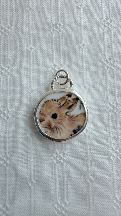 Bunny Meadow Ceramic Pendant Necklace
