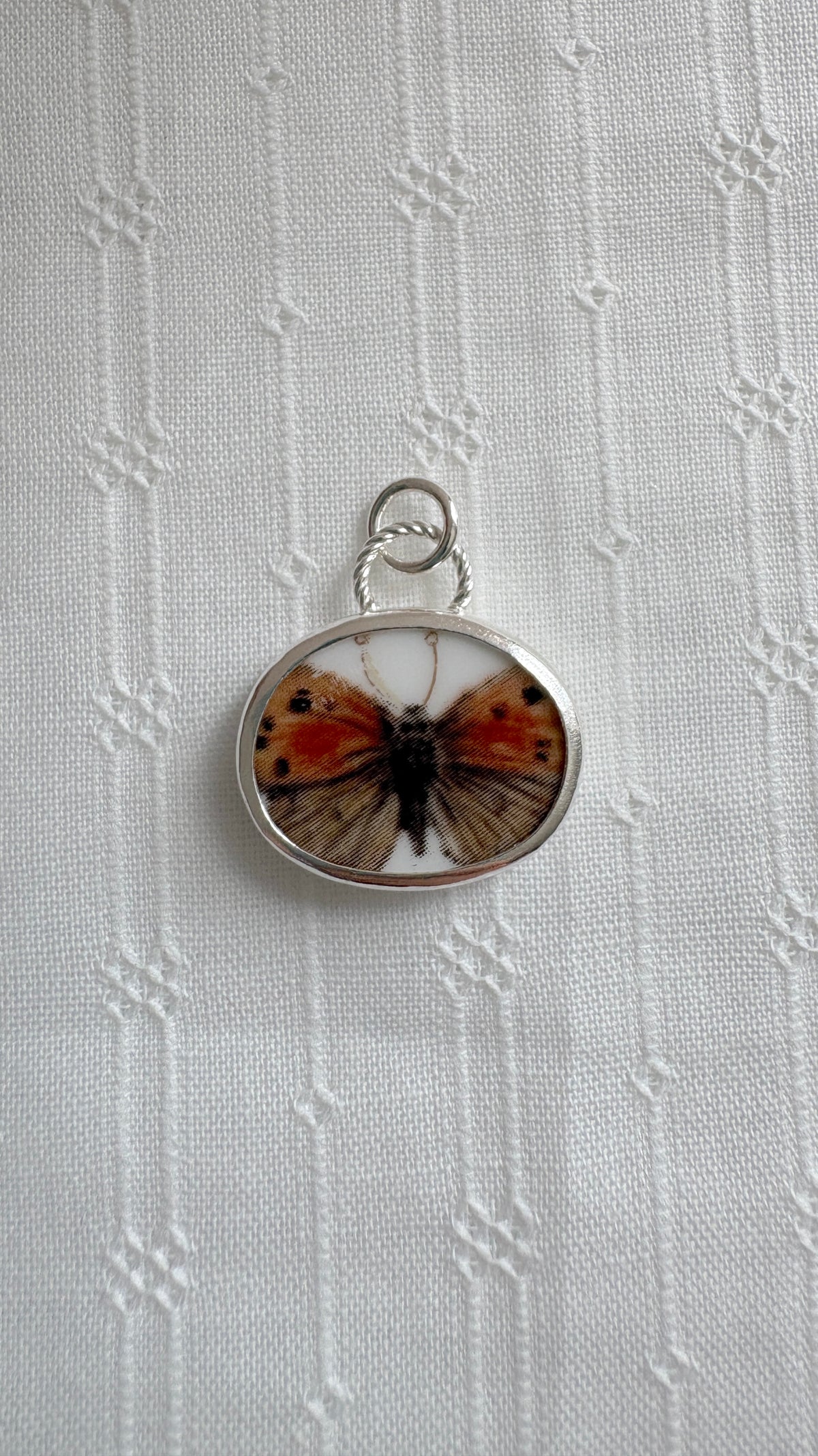Copper Butterfly Ceramic Pendant Necklace