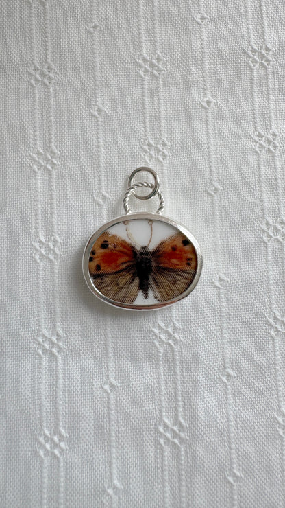 Copper Butterfly Ceramic Pendant Necklace