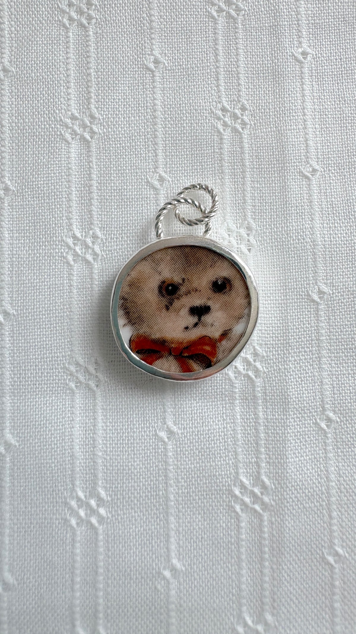 Teddy Bear Ceramic Pendant Necklace