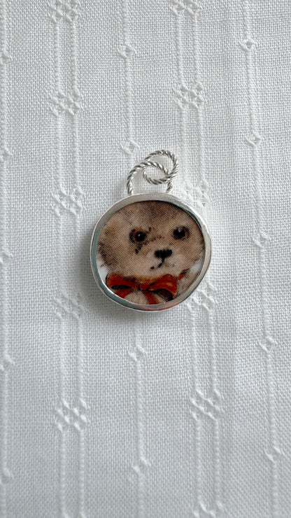 Teddy Bear Ceramic Pendant Necklace