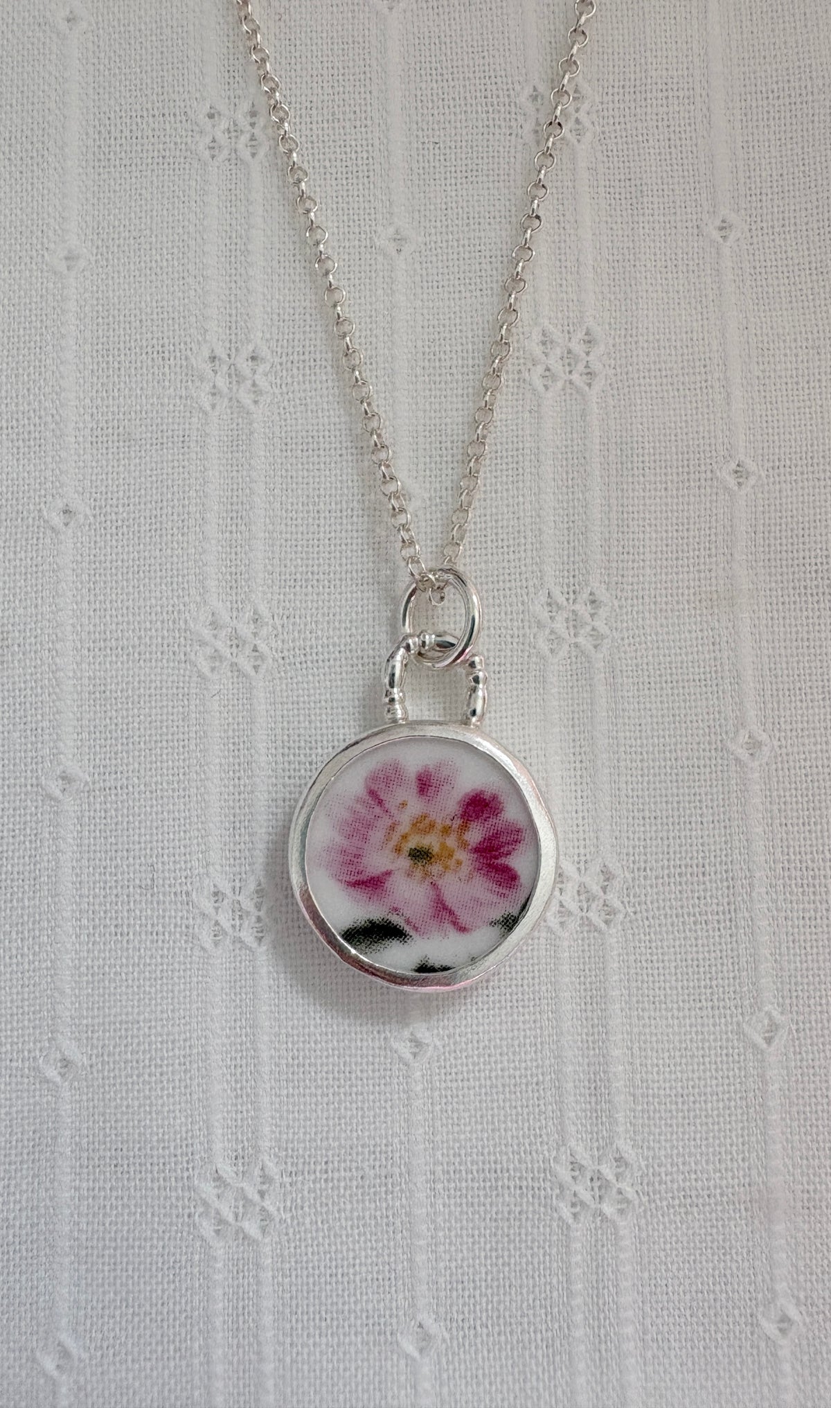 Wild Rose Ceramic Pendant Necklace