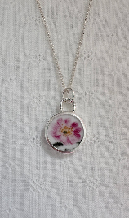 Wild Rose Ceramic Pendant Necklace