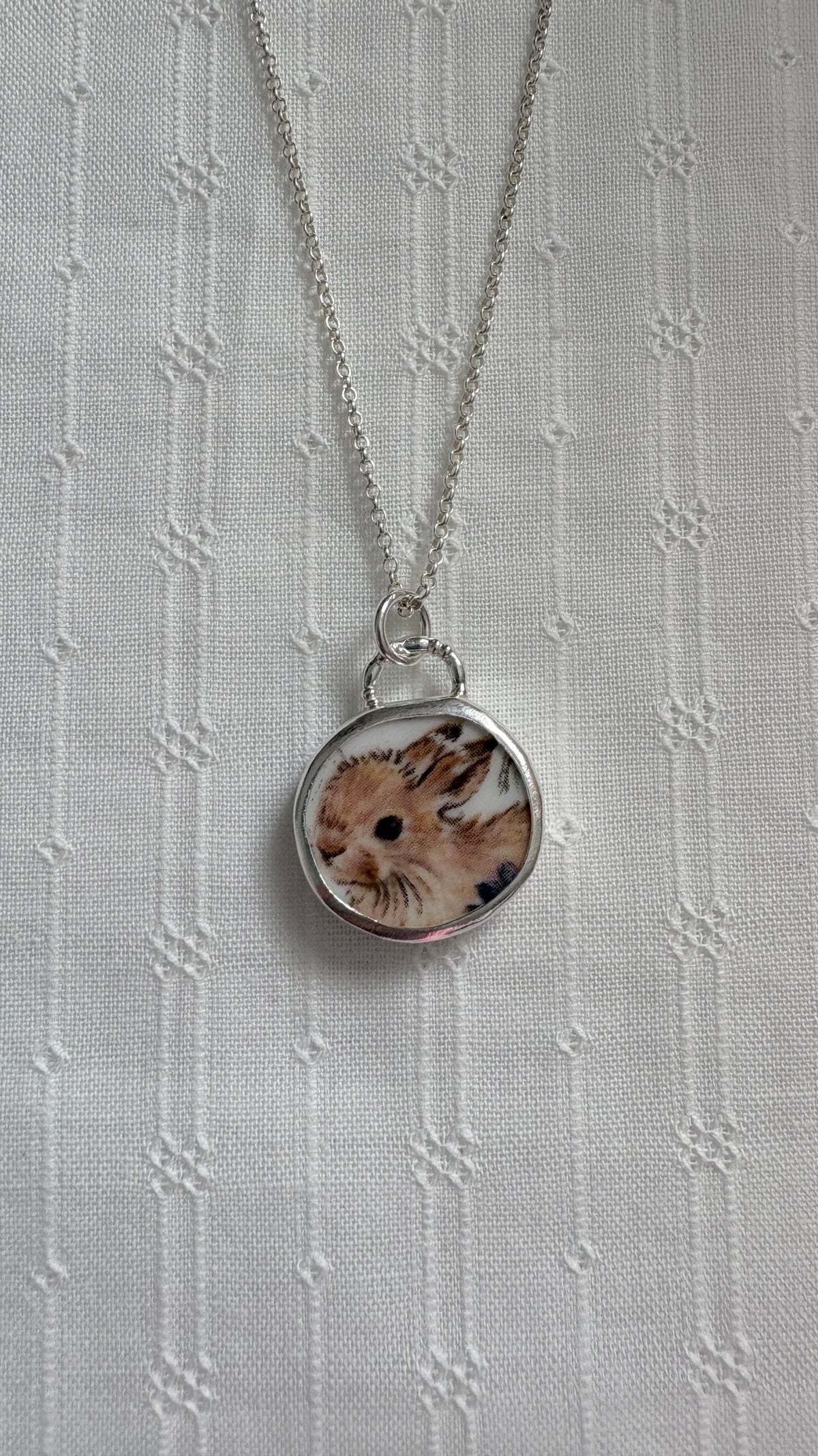 Bunny Meadow Ceramic Pendant Necklace