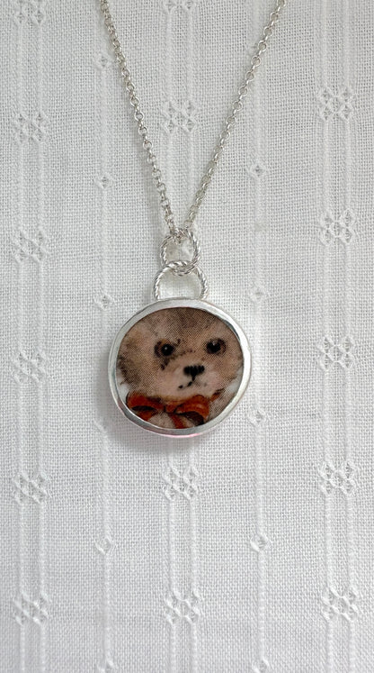 Teddy Bear Ceramic Pendant Necklace