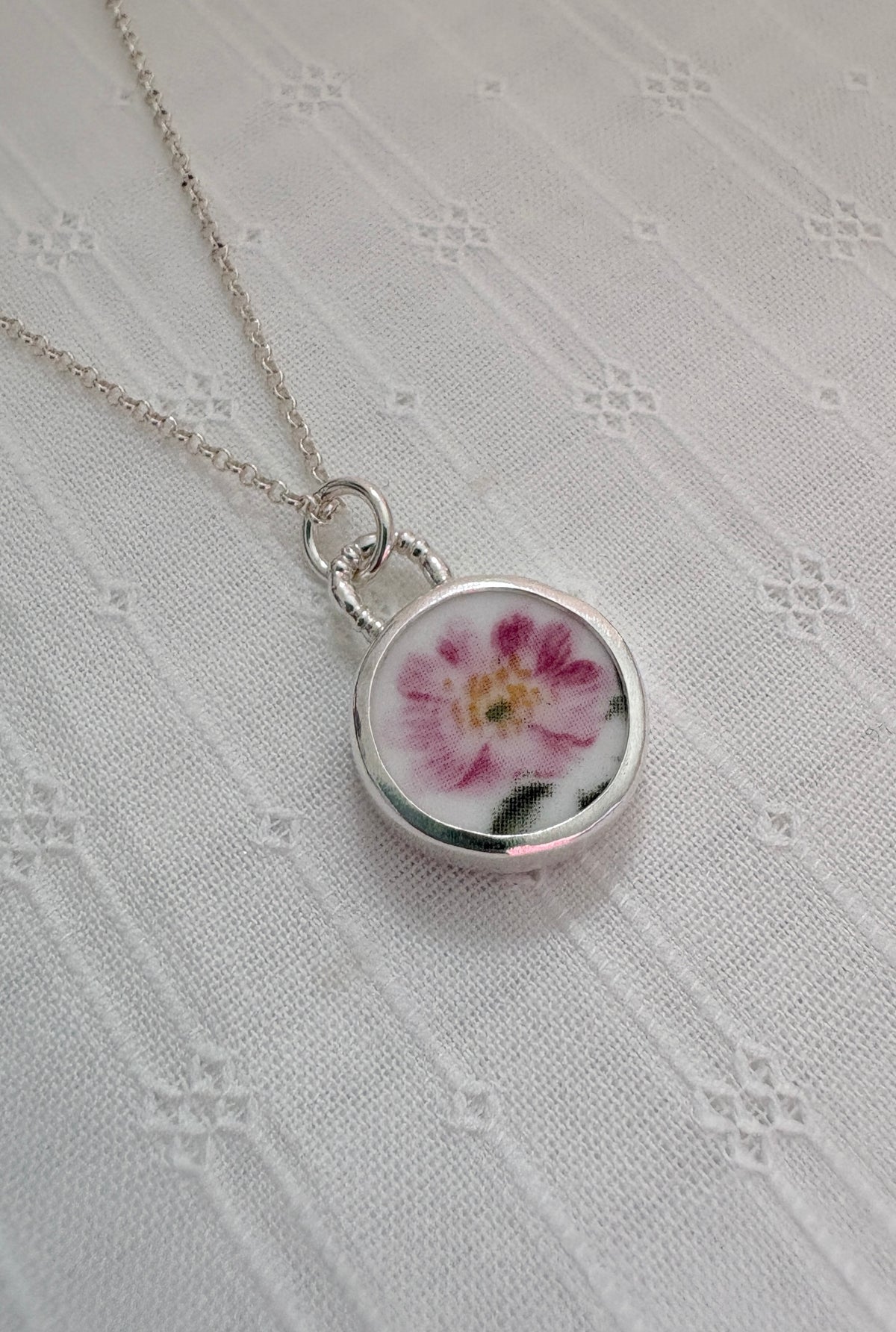 Wild Rose Ceramic Pendant Necklace
