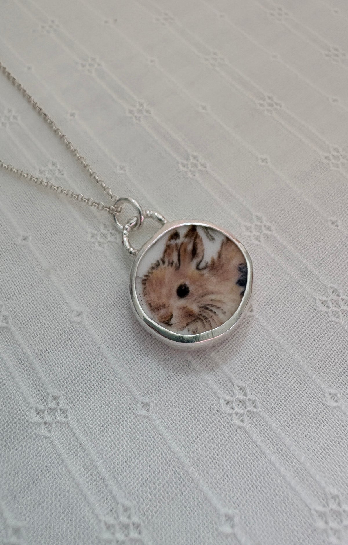 Bunny Meadow Ceramic Pendant Necklace