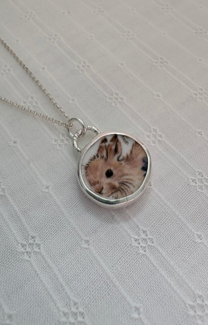 Bunny Meadow Ceramic Pendant Necklace