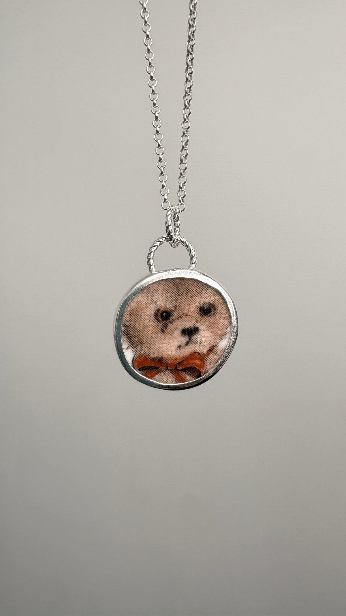 Teddy Bear Ceramic Pendant Necklace