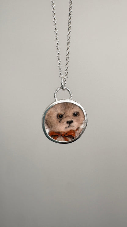 Teddy Bear Ceramic Pendant Necklace