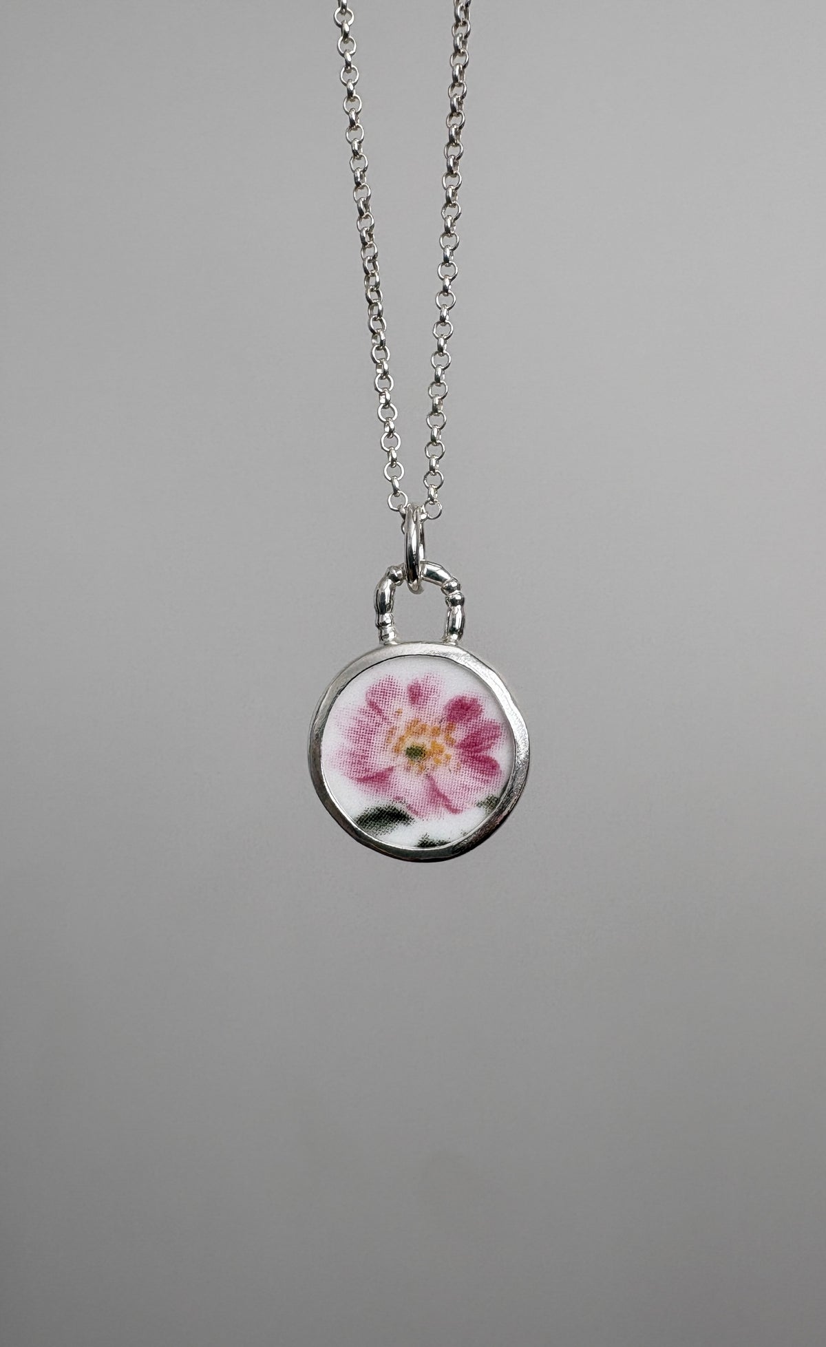 Wild Rose Ceramic Pendant Necklace