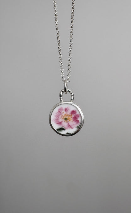 Wild Rose Ceramic Pendant Necklace