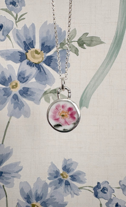 Wild Rose Ceramic Pendant Necklace