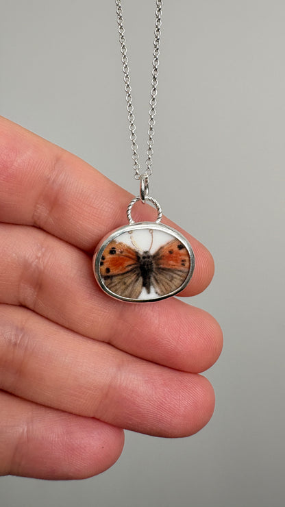 Copper Butterfly Ceramic Pendant Necklace