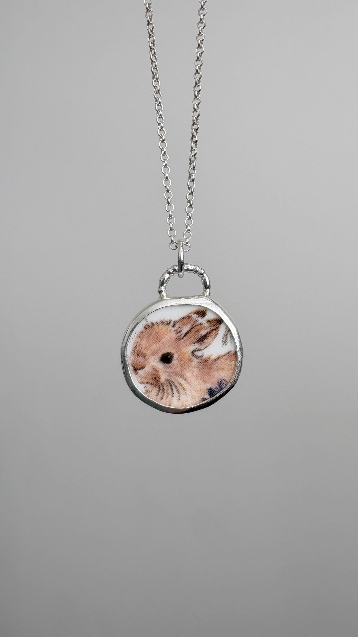 Bunny Meadow Ceramic Pendant Necklace