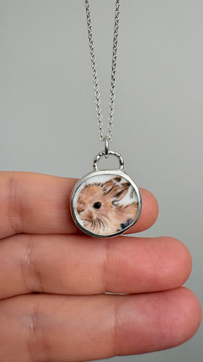Bunny Meadow Ceramic Pendant Necklace