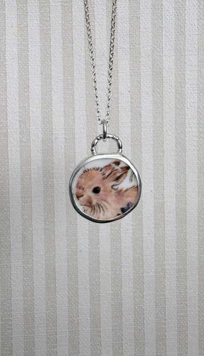 Bunny Meadow Ceramic Pendant Necklace