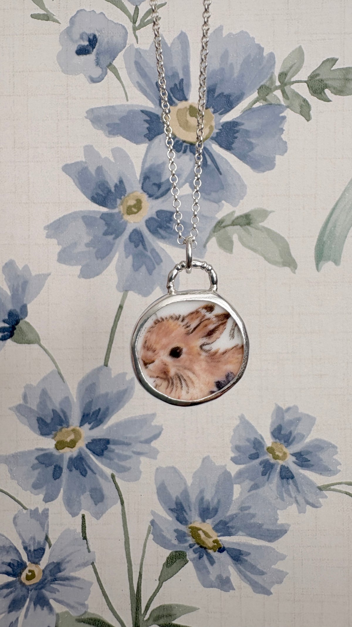 Bunny Meadow Ceramic Pendant Necklace