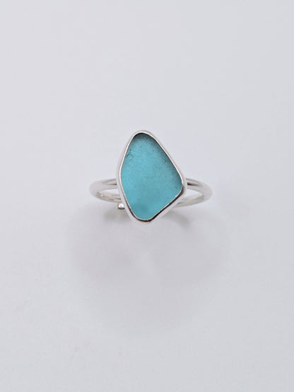 Adjustable Aquamarine Seaglass Ring