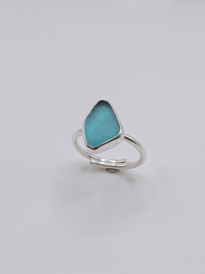Adjustable Aquamarine Seaglass Ring