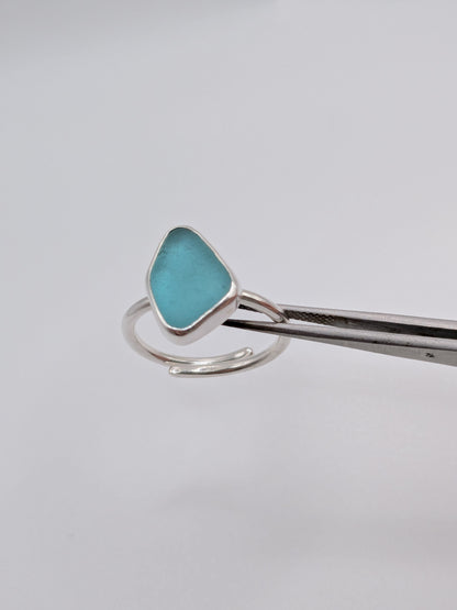 Adjustable Aquamarine Seaglass Ring