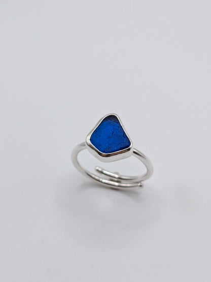 Adjustable Cobalt Blue Seaglass Ring