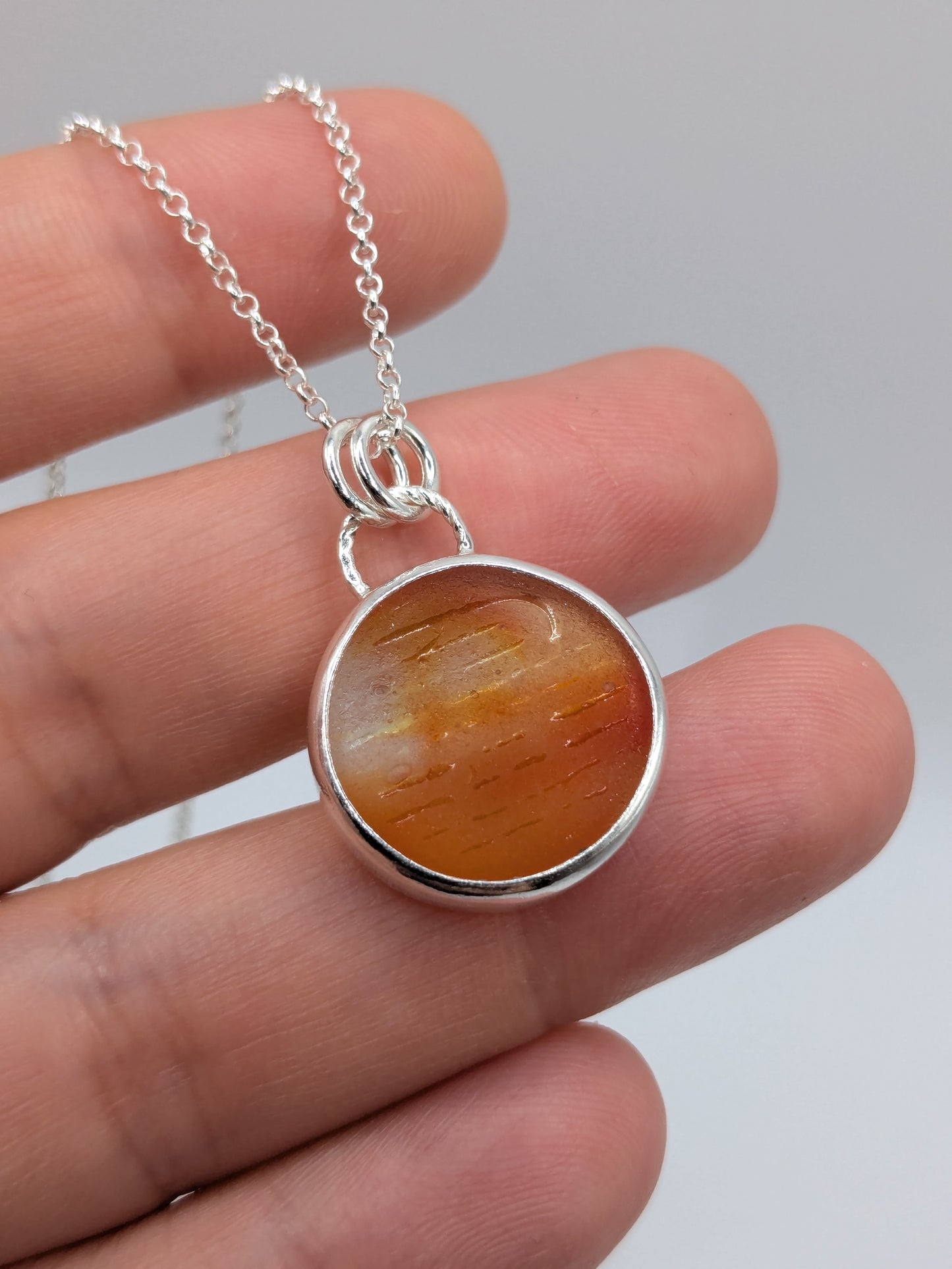 Orange Ohajiki Seaglass Necklace