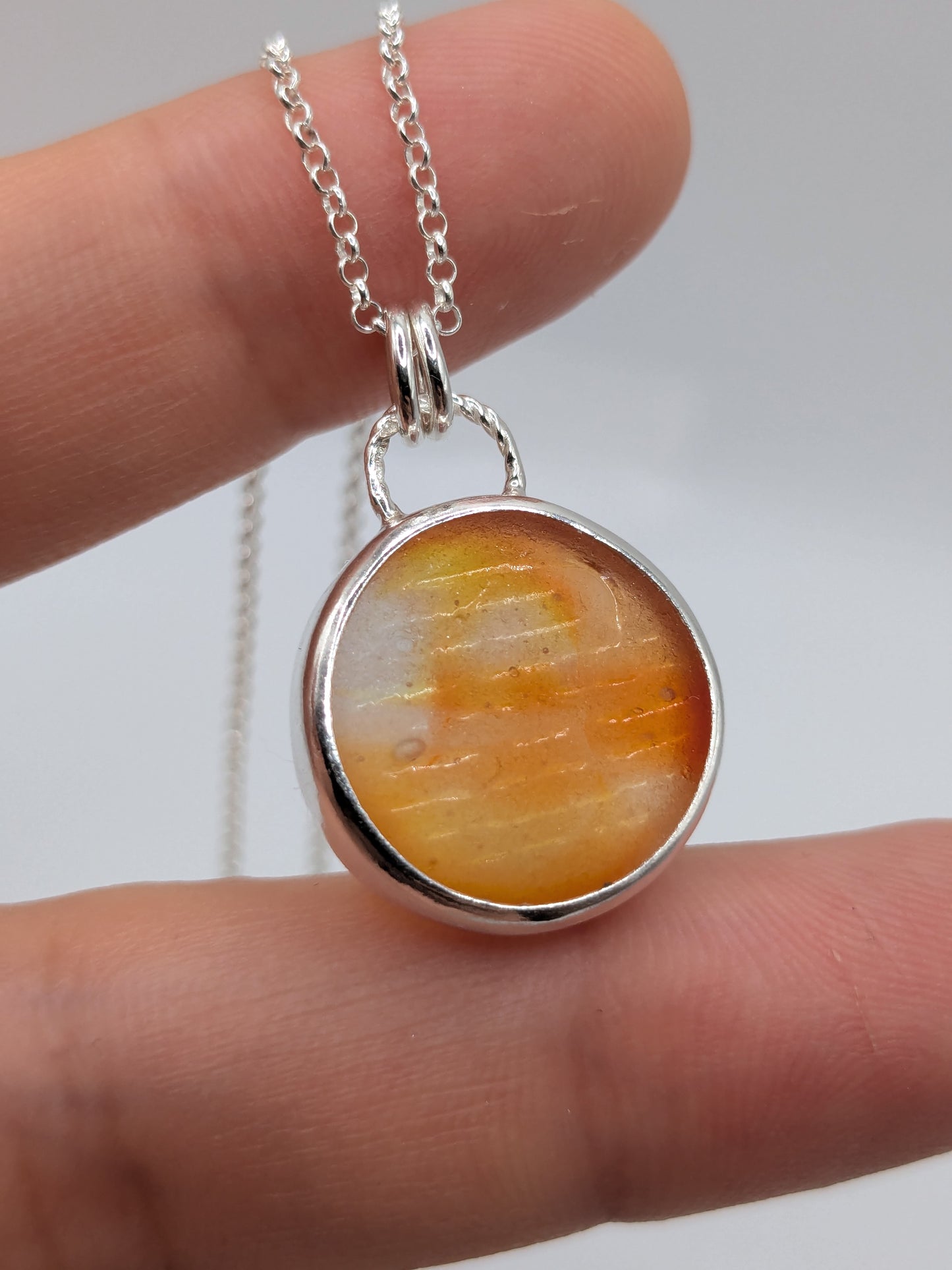 Orange Ohajiki Seaglass Necklace