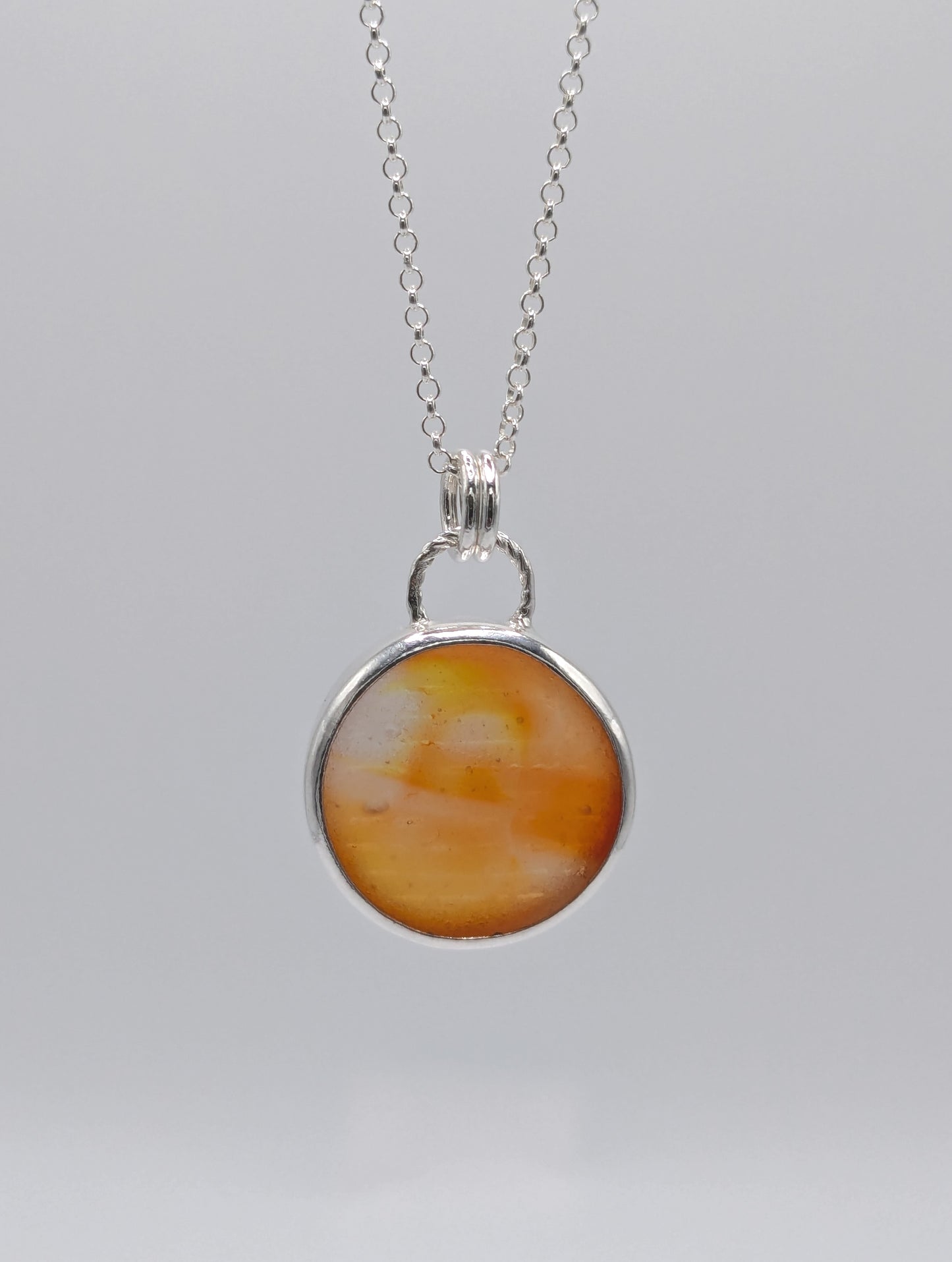 Orange Ohajiki Seaglass Necklace