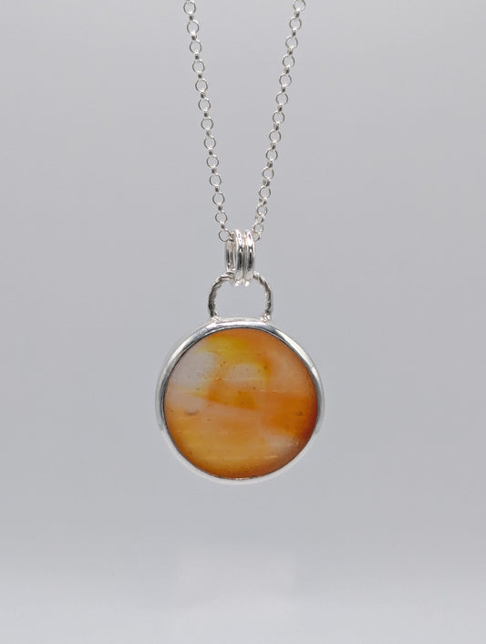Orange Ohajiki Seaglass Necklace