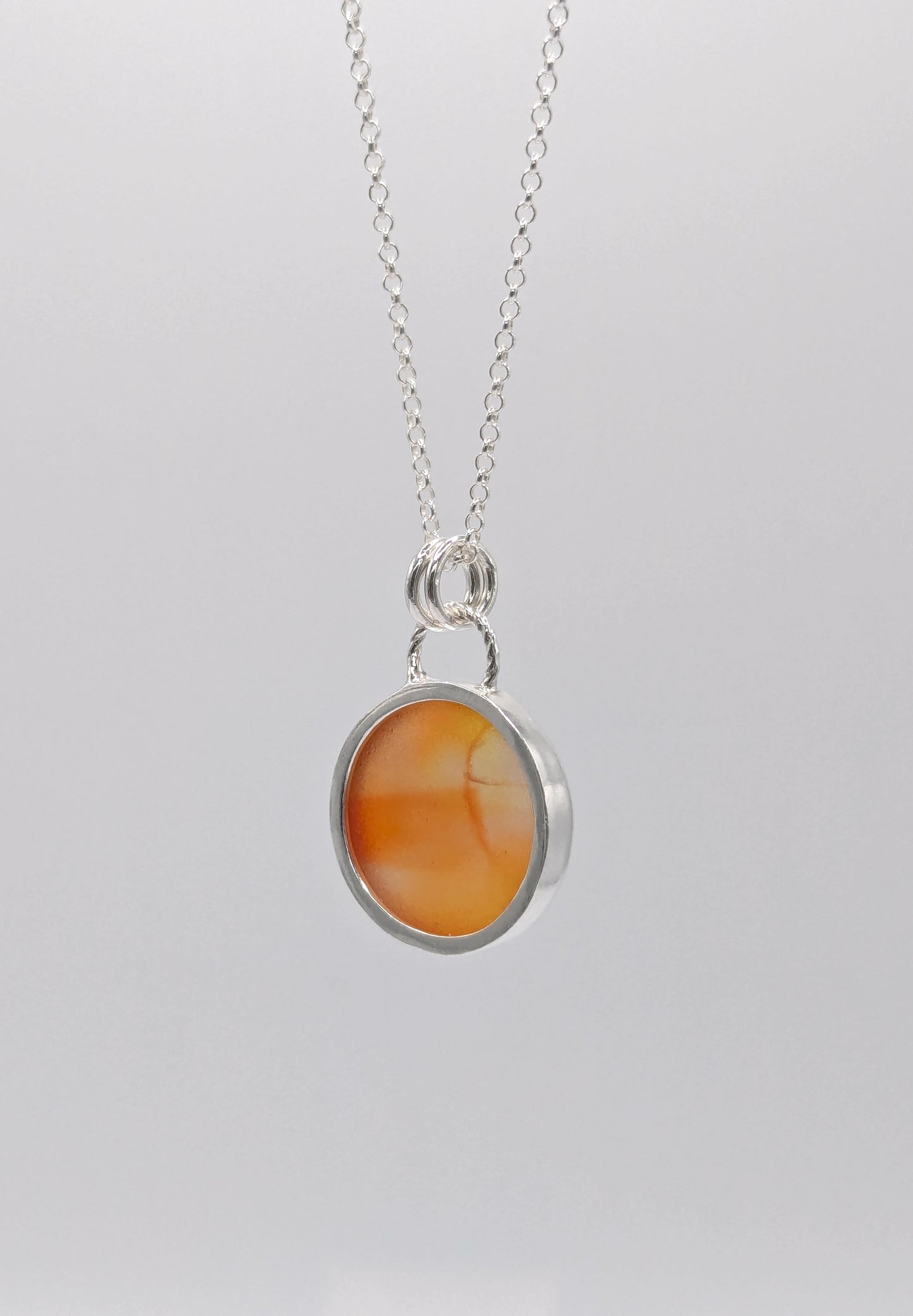 Orange Ohajiki Seaglass Necklace