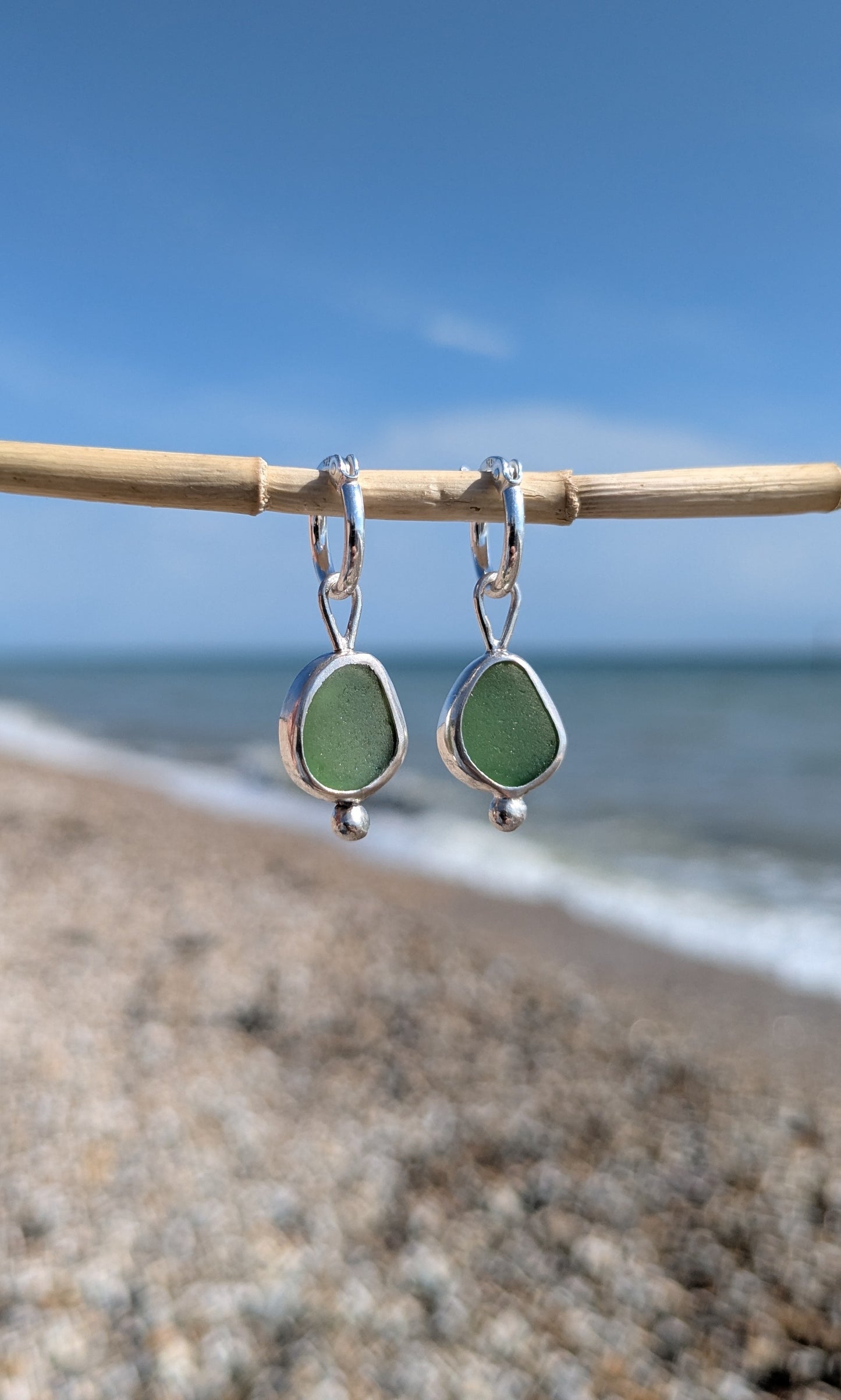 Green Seaglass Earrings